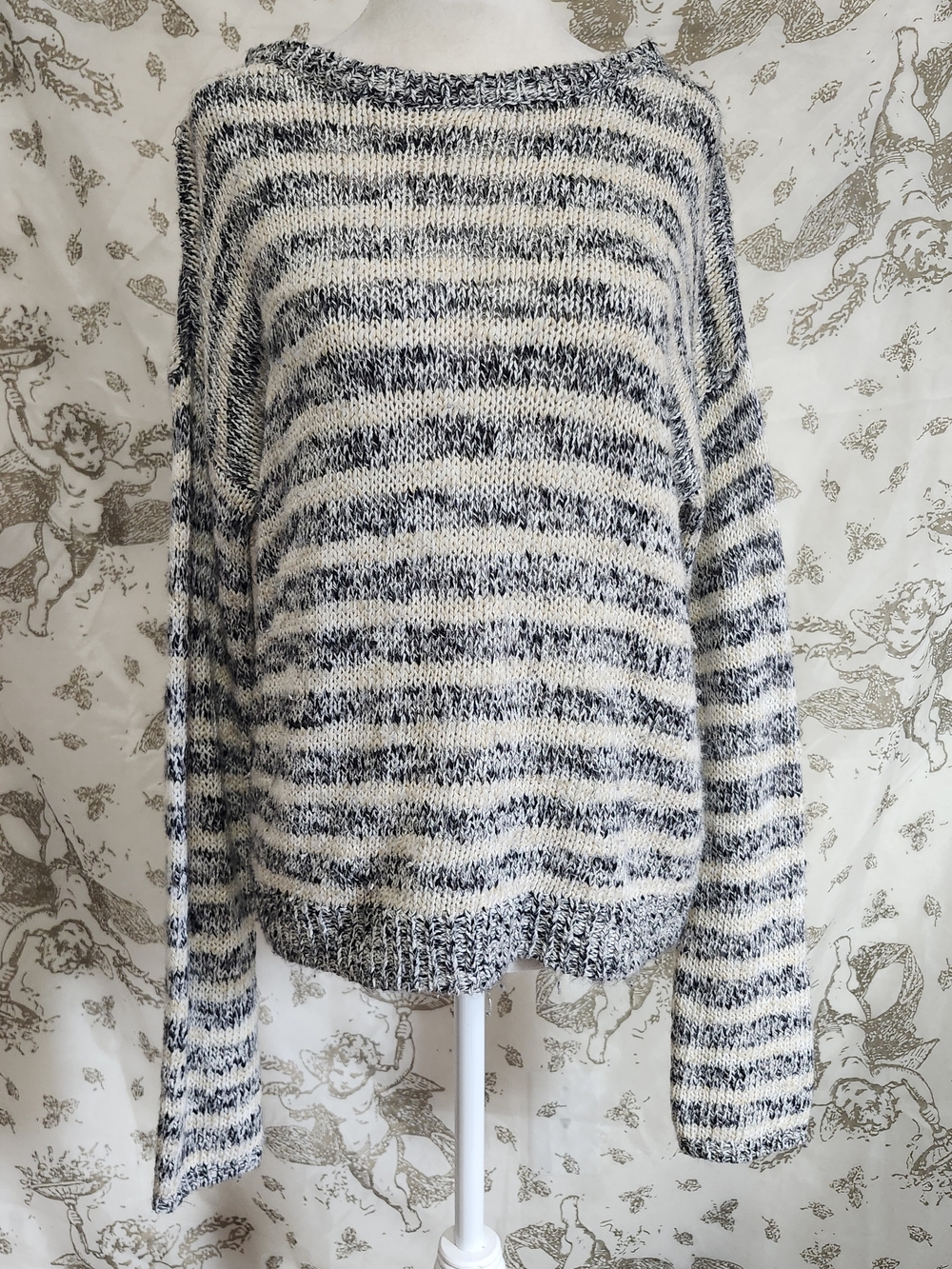 Y2k Denim & Supply Ralph Lauren Sweater Womens small Cream Striped Knit